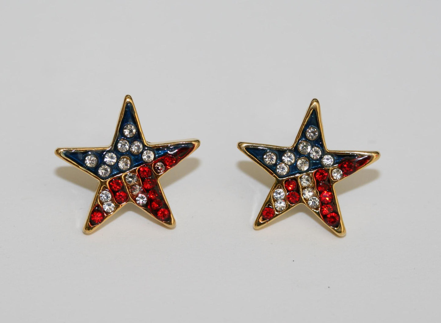 Rhinestone American Flag Star Patriotic Pin Brooch Crystal American Flag Star Patriotic Earrings