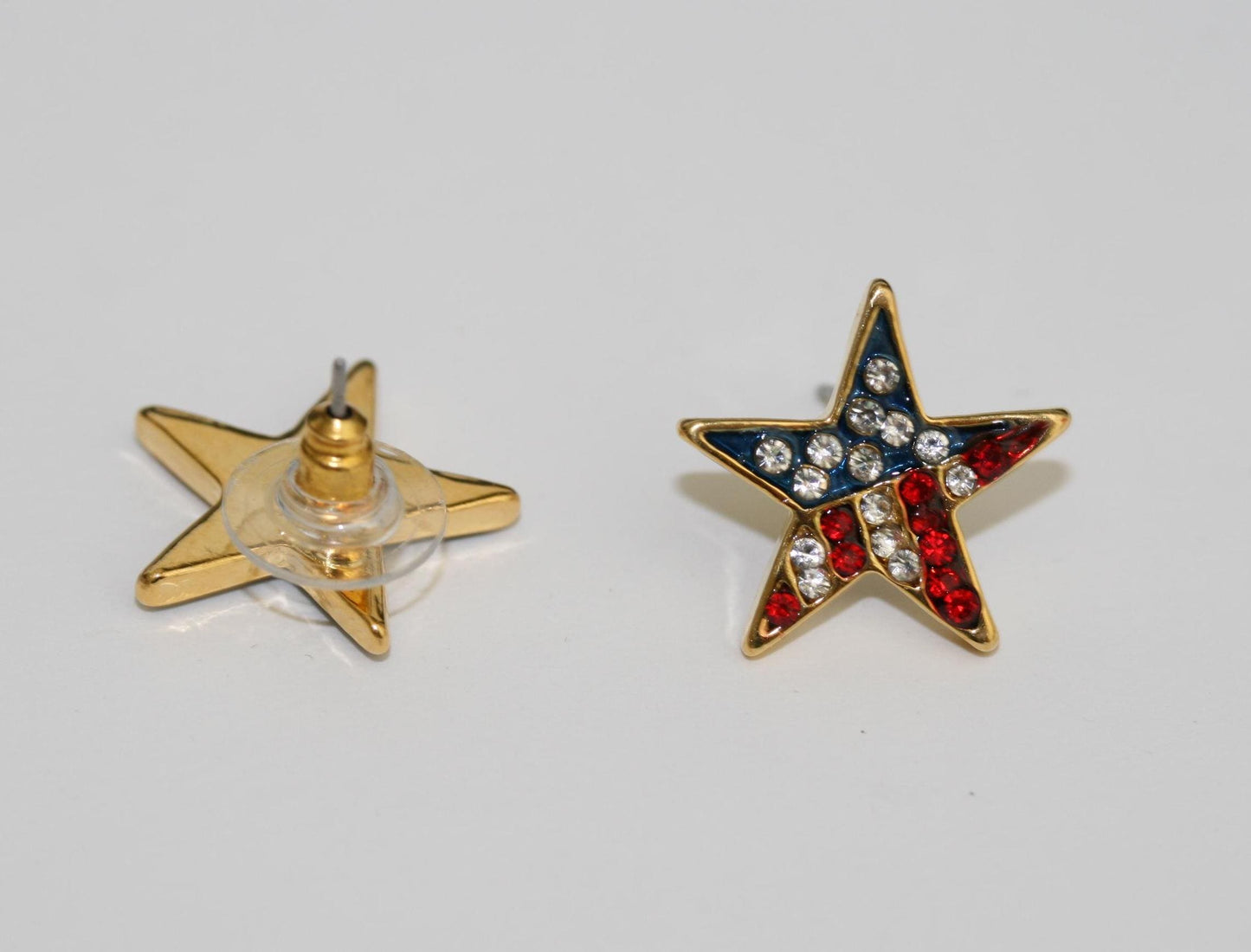Rhinestone American Flag Star Patriotic Pin Brooch Crystal American Flag Star Patriotic Earrings