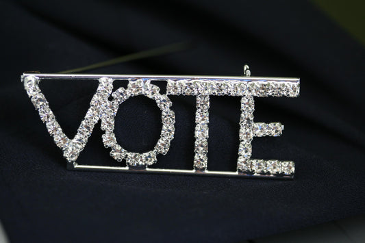 VOTE Rhinestone Brooch Word "VOTE" Pin
