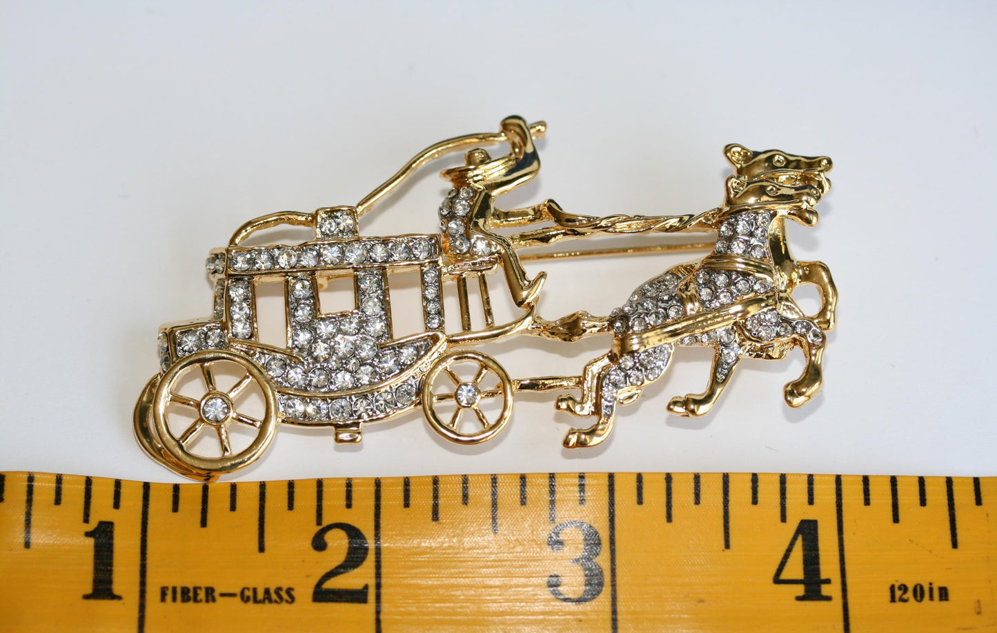 Rhinestone Stagecoach Brooch Vintage Horse Cowboy Wild W Coach Brooch Pin