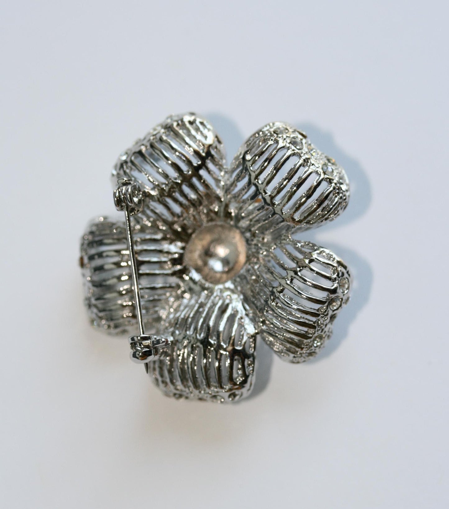 Vintage Blue Crystal Flower Pin Brooch PERIWINKLE FLOWER Pin