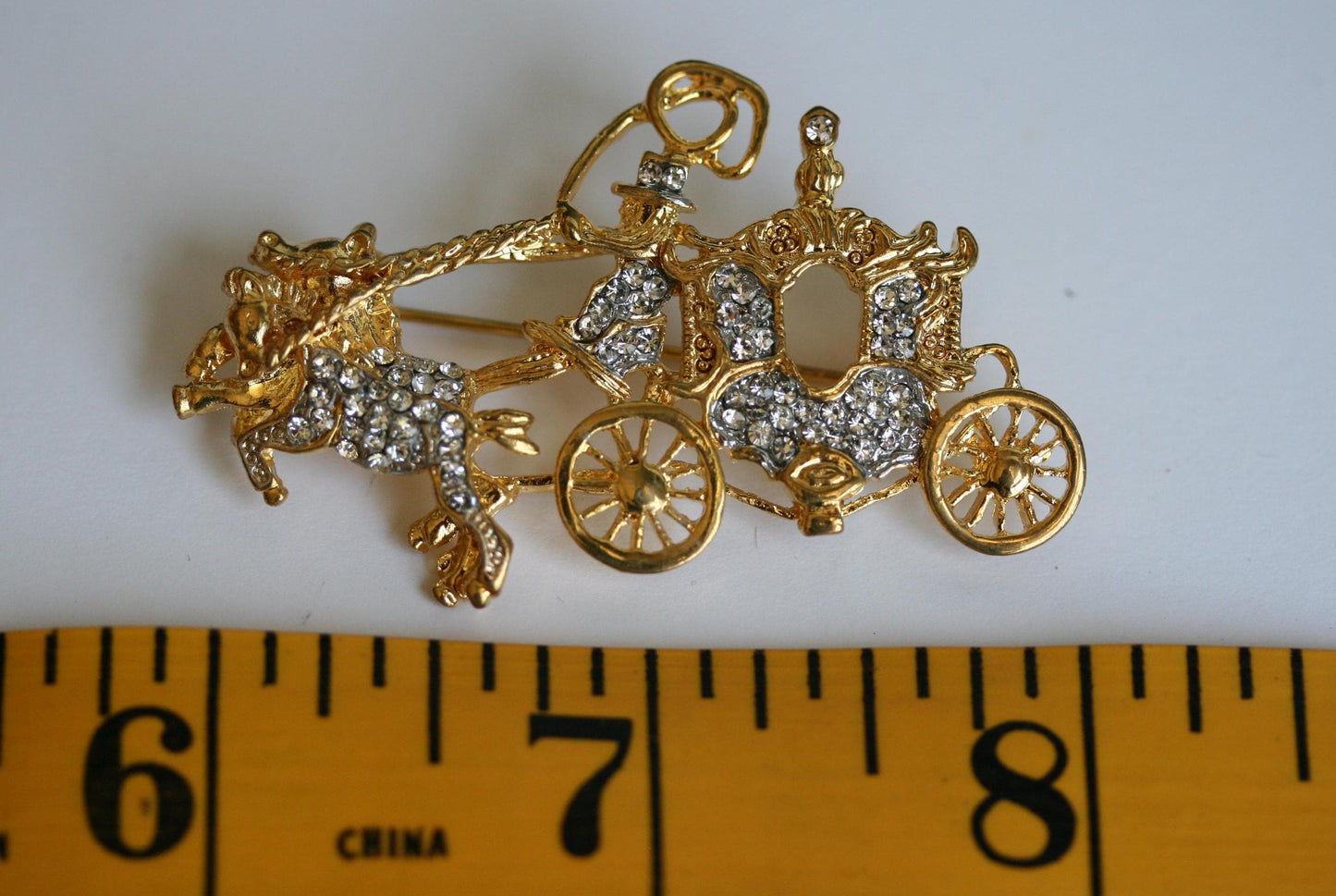 Stunning Vintage Rhinestone Stage Coach Brooch Horse Coach Pin Rhinestone Crystal Carriage Stagecoach Ball