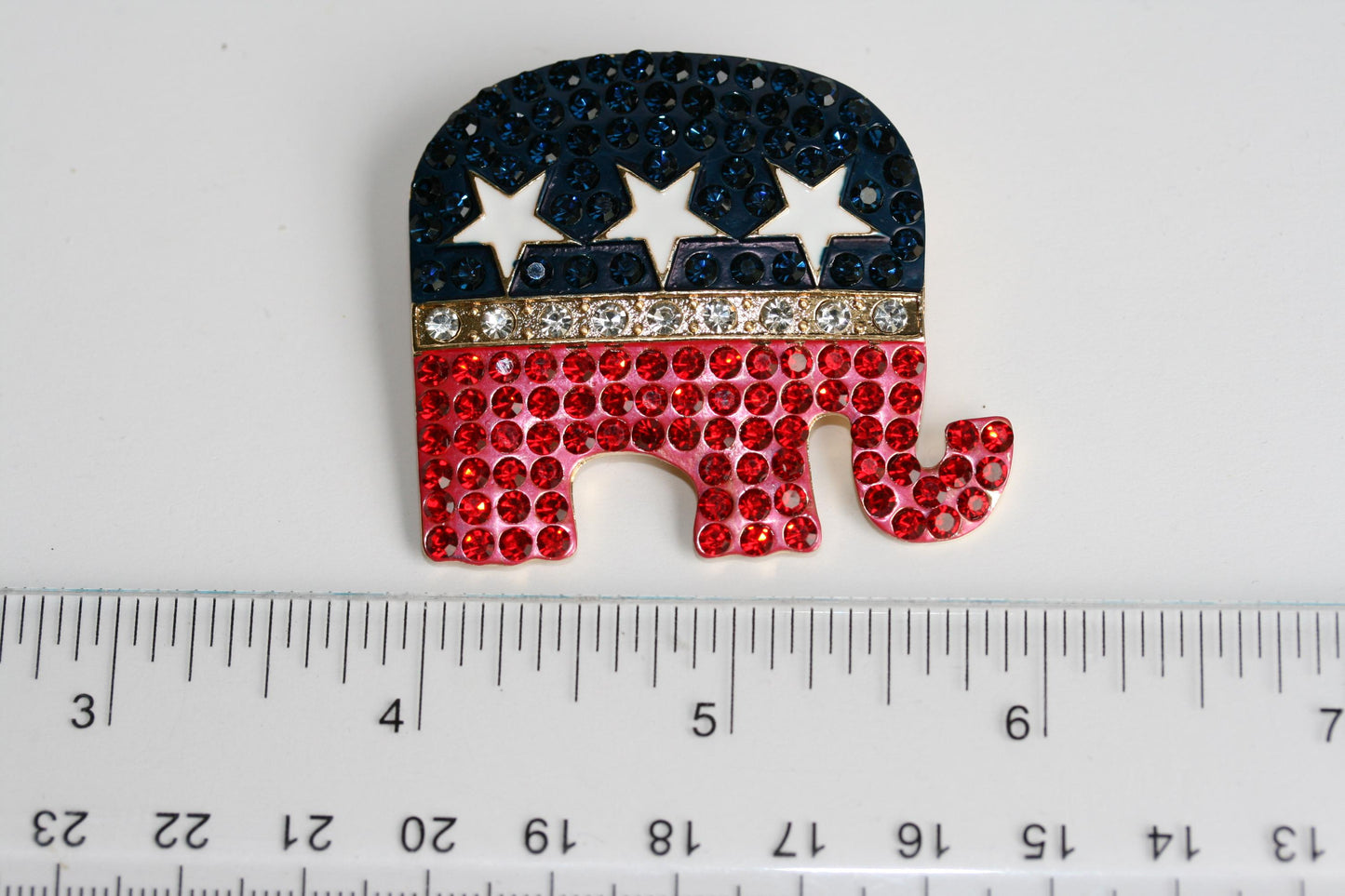Red White Blue Republican GOP Elephant Sparkling Rhinestone Brooch Pin + Pendant, 4th July Patriotic Fashion Jewelry