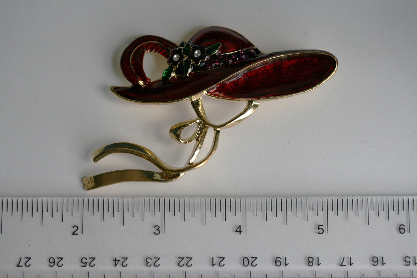 Red Hat Society Vintage Red Enamel Brooch Pin Red Hat Pin