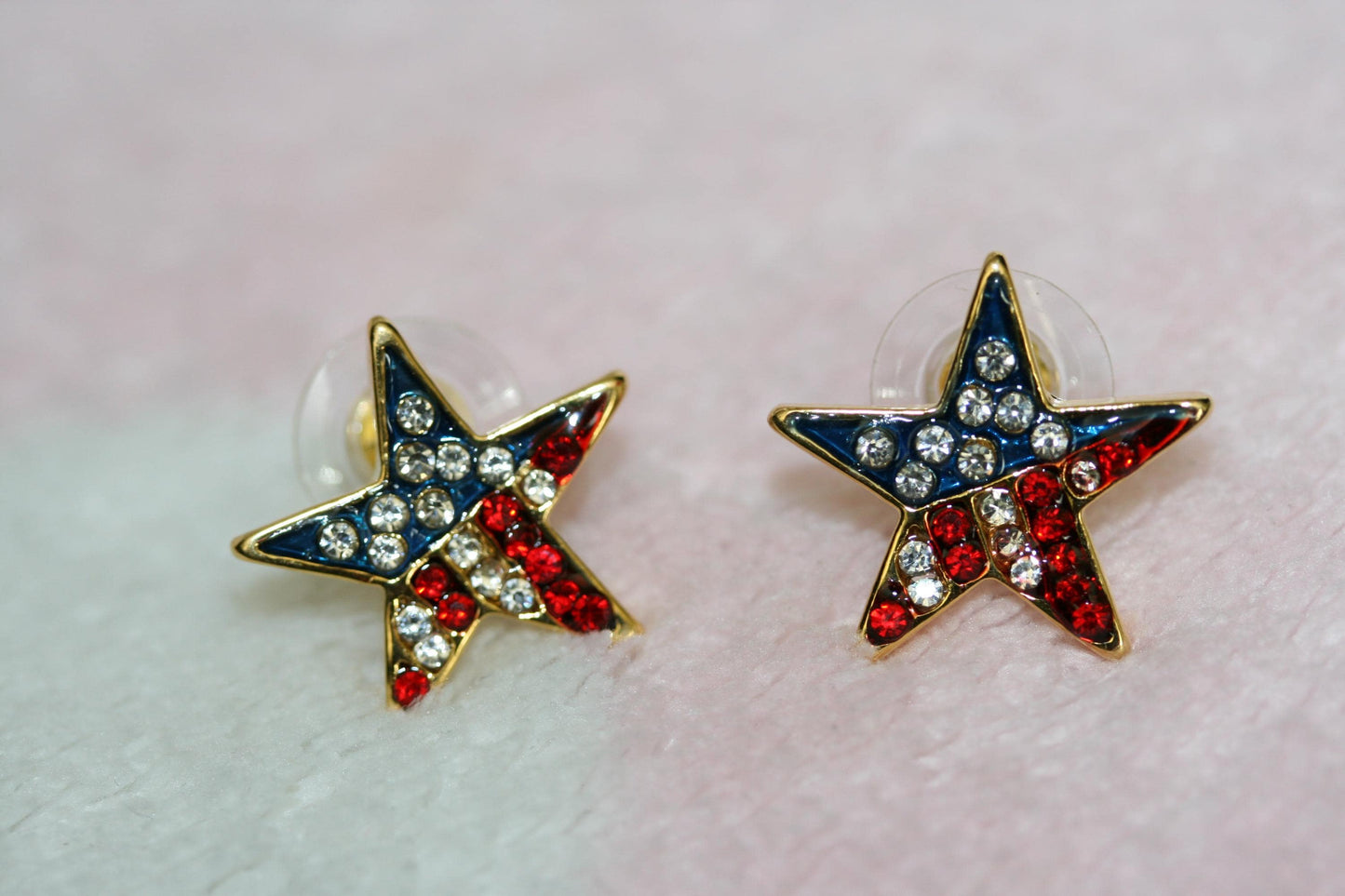 Rhinestone American Flag Star Patriotic Pin Brooch Crystal American Flag Star Patriotic Earrings