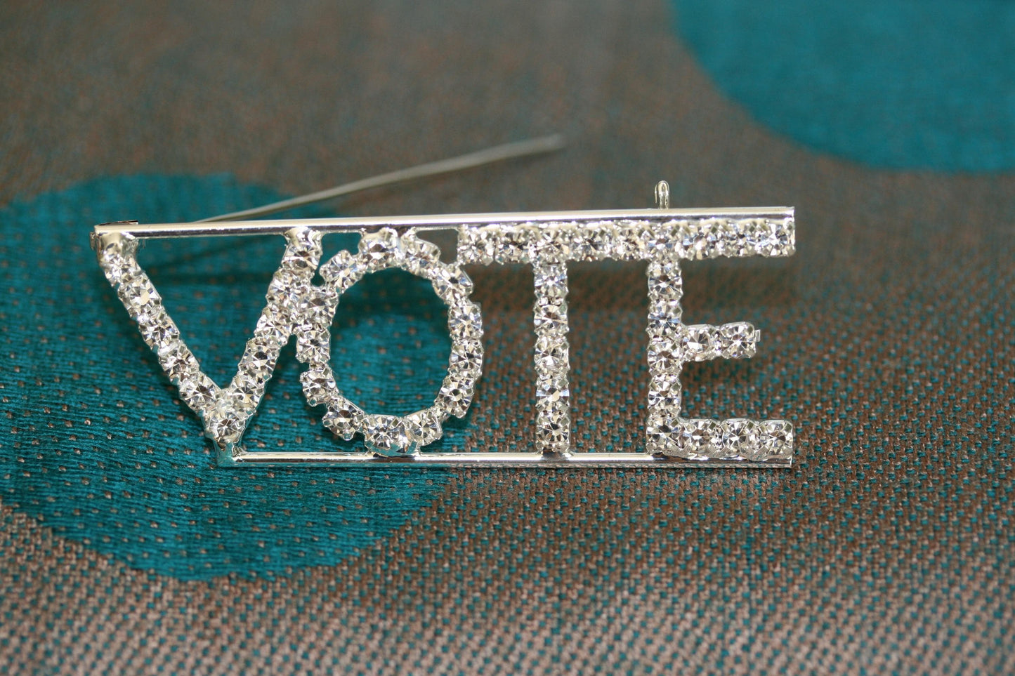 VOTE Rhinestone Brooch Word "VOTE" Pin