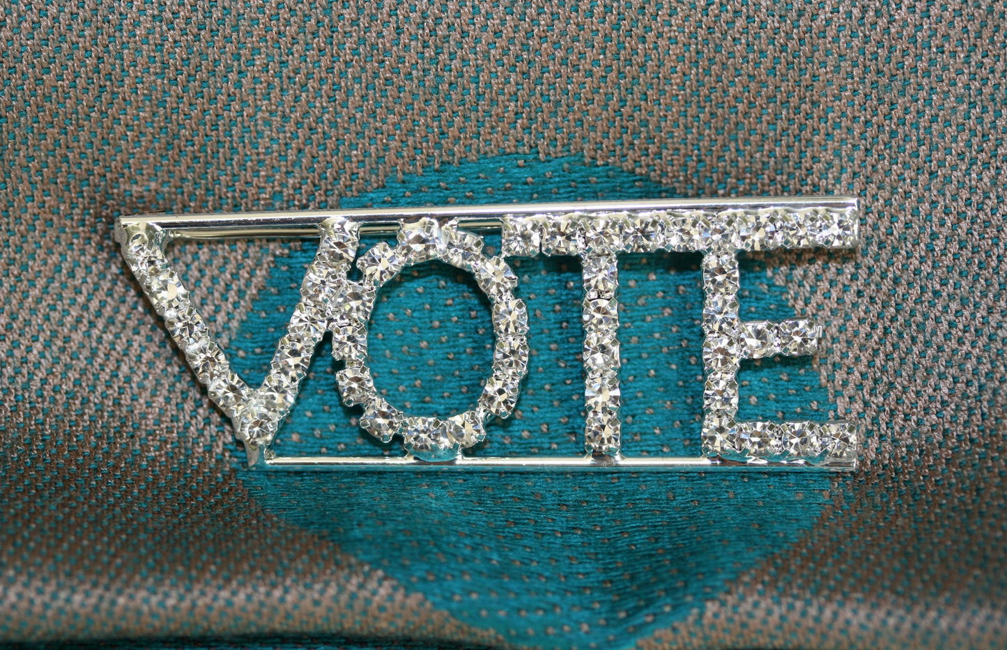 VOTE Rhinestone Brooch Word "VOTE" Pin