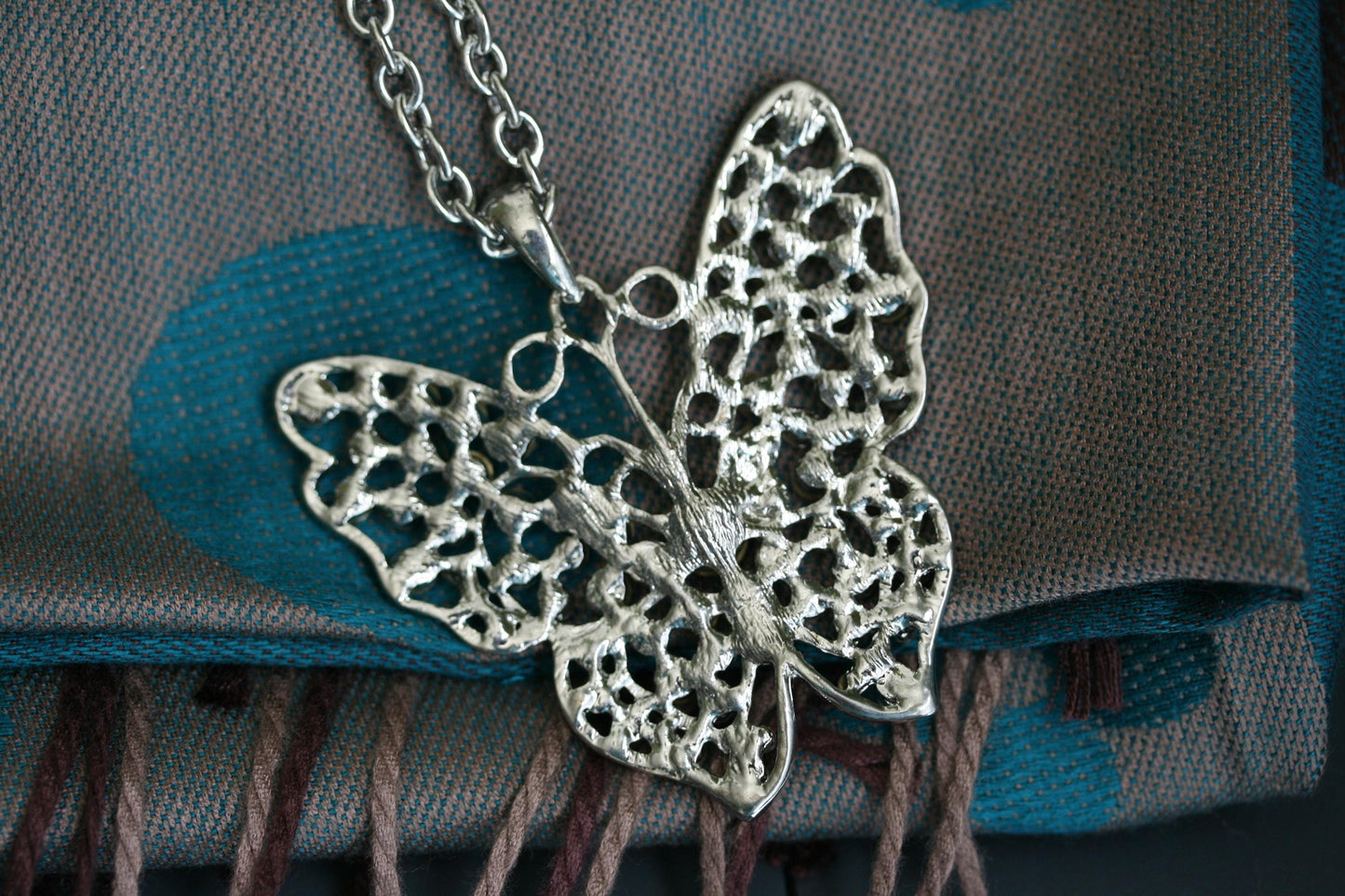 Butterfly Pendant Necklace Austrian Crystal Costume Jewelry Charm