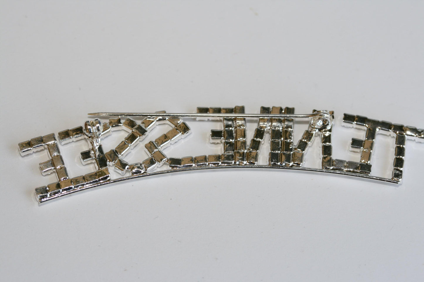 Word TENNESSEE Letter Pin Rhinestone Silver Plated State of TENNESSEE Brooch