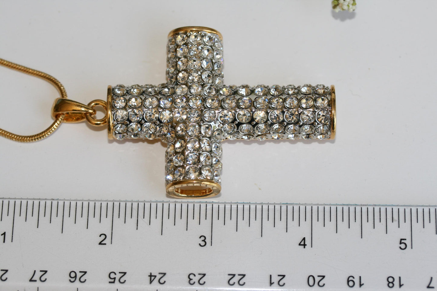 Rhinestone CZ Cross Pendant With Necklace