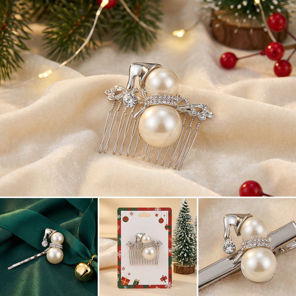 Festive Pearl Snowman Necklace – Snowman Pendant Gift (Gold or Silver)