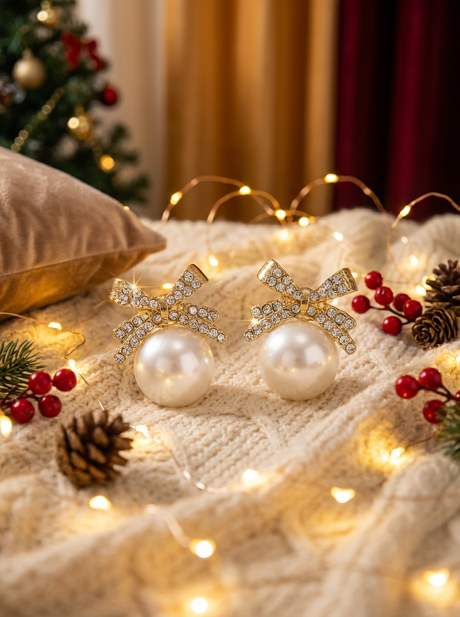 Classic Pearl Stud Earrings – Perfect Christmas Gift