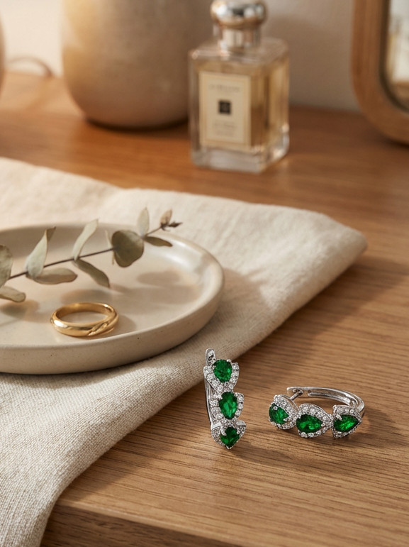 Emerald Sparkle Hoop Earrings – Elegant Gift For Her