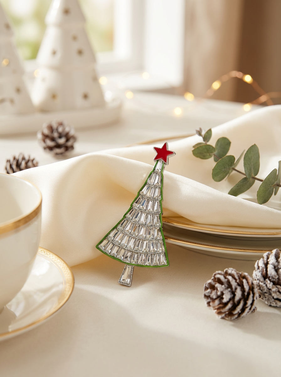 Sparkling Crystal Christmas Tree Brooch Pin – Festive Holiday Accessory