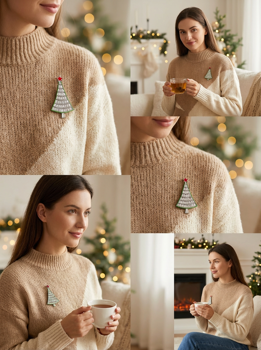 Sparkling Crystal Christmas Tree Brooch Pin – Festive Holiday Accessory