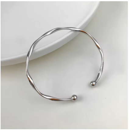 Gold-Tone & Silver-Tone Twisted Open Cuff Bracelet for Women – Minimalist Bangle