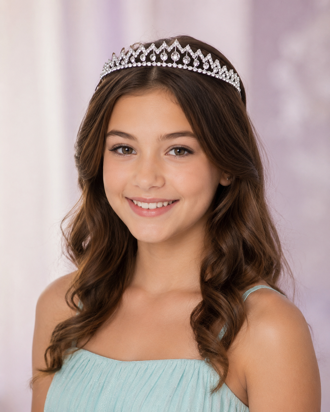 Silver Rhinestone Pointed Tiara Headband – Sparkling Crystal Crown for Weddings, Birthdays, Proms & Parties
