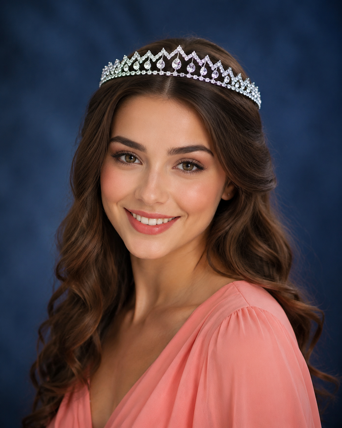 Silver Rhinestone Pointed Tiara Headband – Sparkling Crystal Crown for Weddings, Birthdays, Proms & Parties
