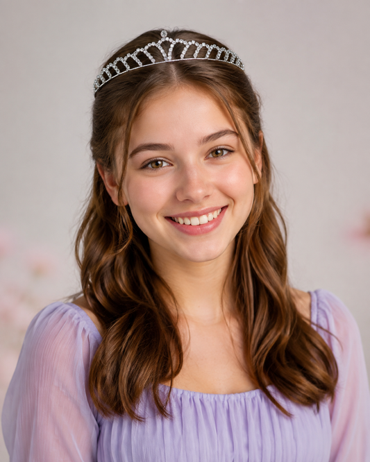 Silver Rhinestone Teardrop Tiara Headband – Sparkling Crystal Crown for Weddings, Birthdays & Proms