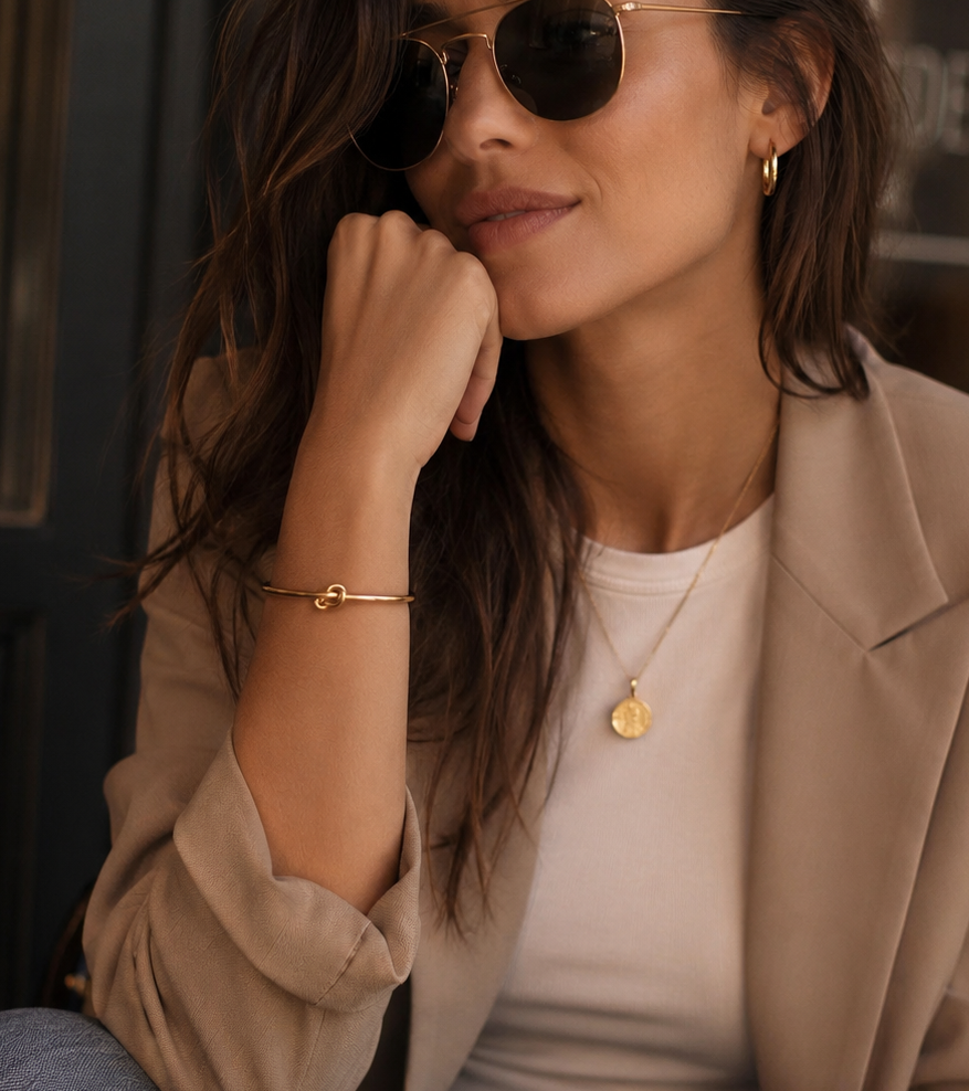 Minimalist Knot Cuff Bracelet for Women, Gold Open Bangle Bracelet, Elegant Modern Wrist Jewelry Gift for Everyday Wear