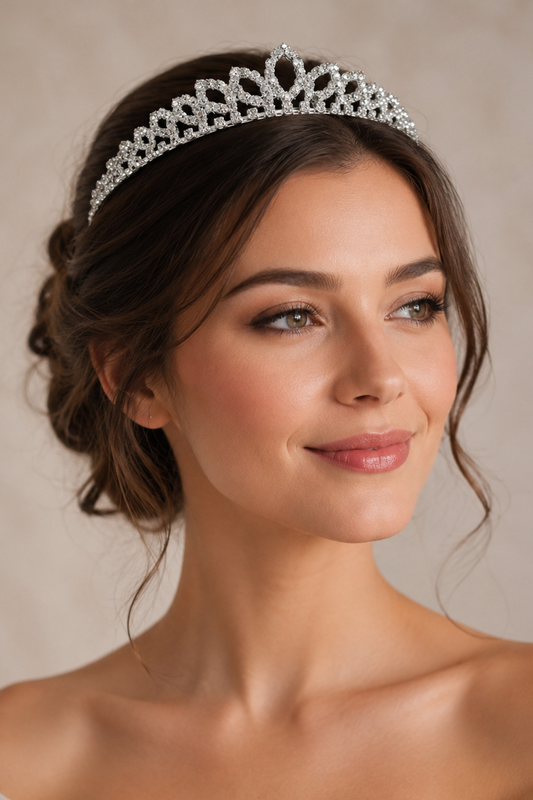 Title: Silver Rhinestone Tiara Headband – Sparkling Crystal Crown for Weddings, Proms & Birthdays