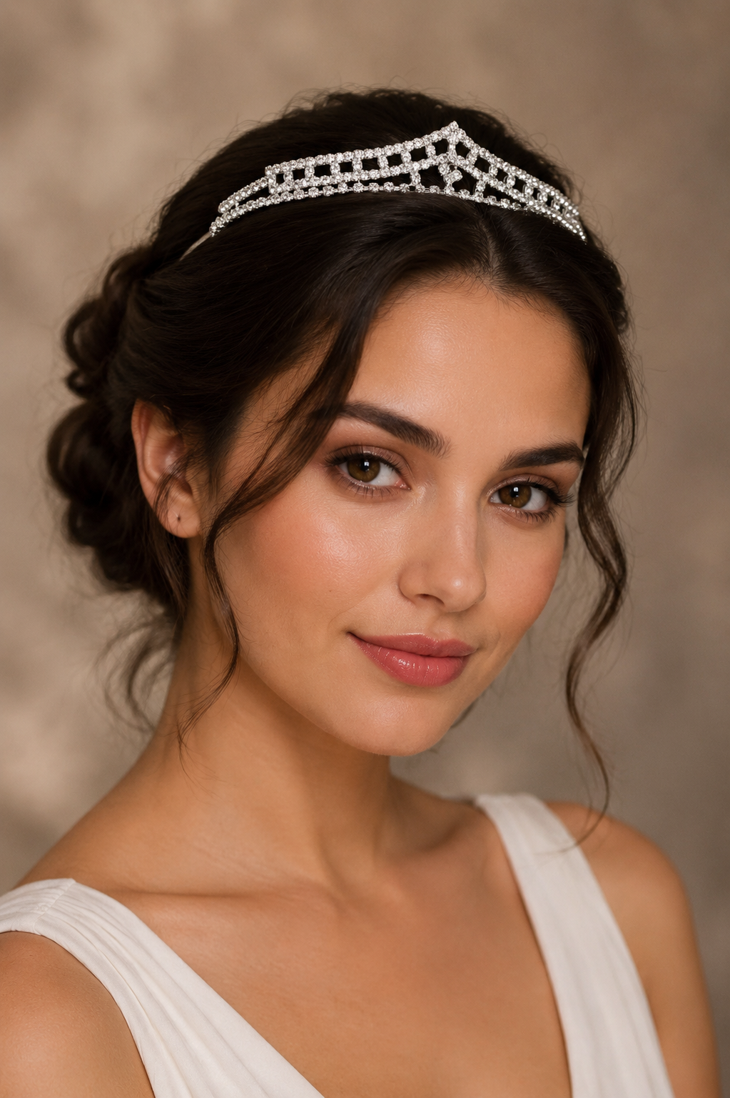 Silver Rhinestone Tiara Headband with Center Drop – Birthday, Prom & Bridal Crown