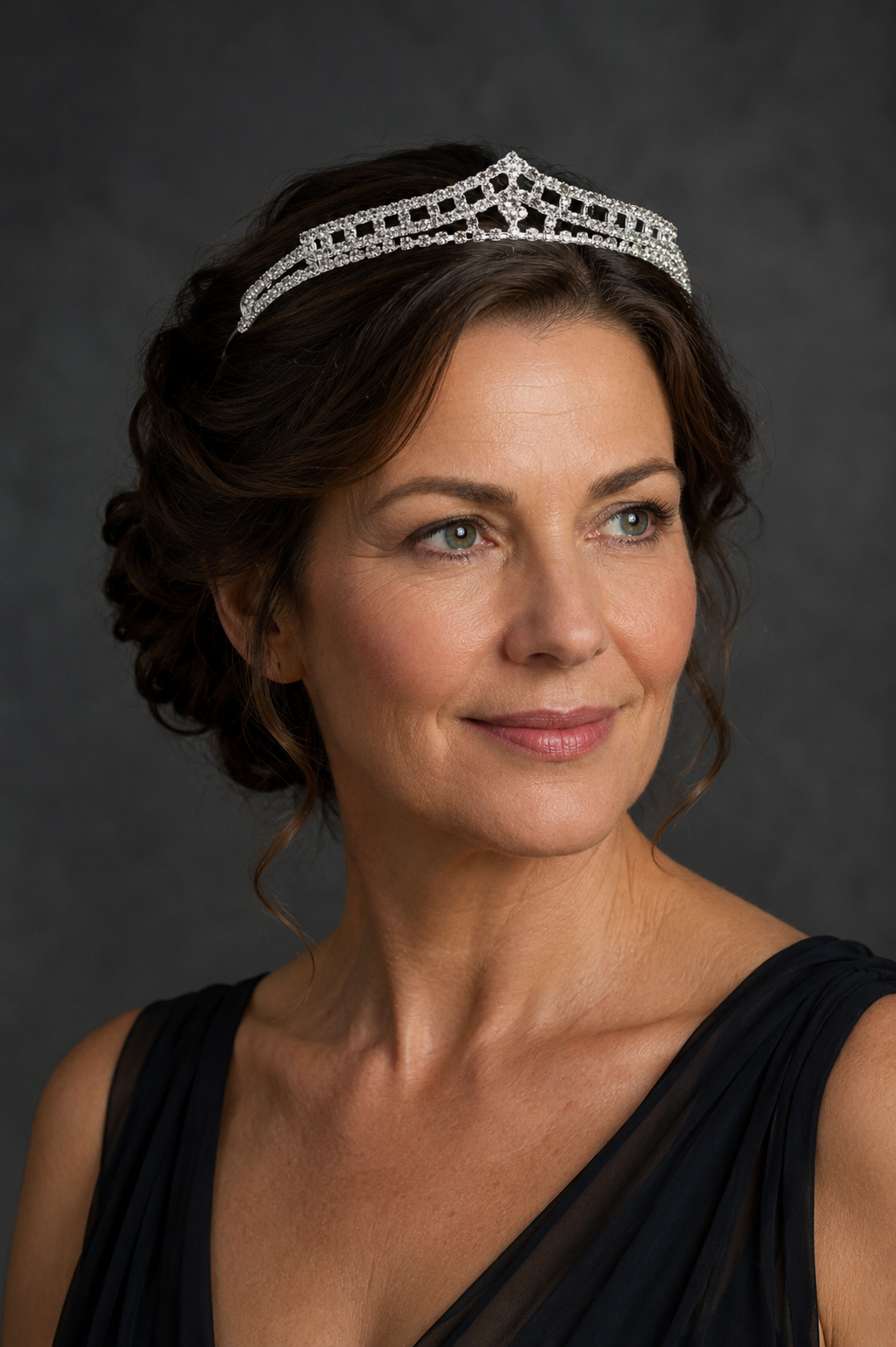 Silver Rhinestone Tiara Headband with Center Drop – Birthday, Prom & Bridal Crown