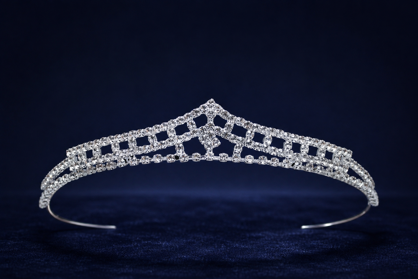 Silver Rhinestone Tiara Headband with Center Drop – Birthday, Prom & Bridal Crown