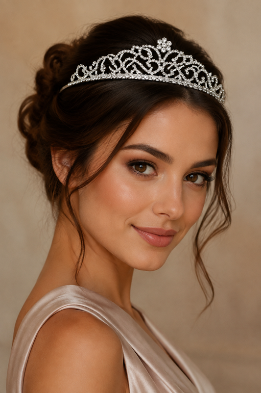 Silver Tiara Crystal Headband Rhinestone Crown with Combs Bride Headbands Bridal Wedding Prom Party