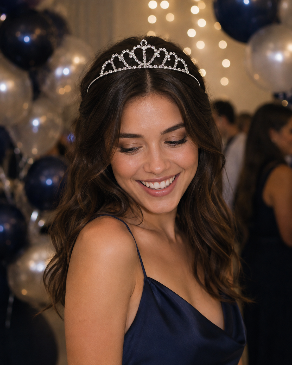 Silver Rhinestone Tiara Headband – Sparkling Crystal Crown for Birthdays, Proms & Parties