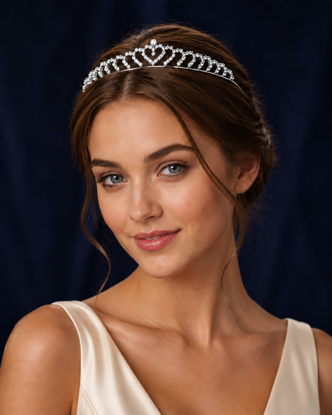 Silver Rhinestone Heart Tiara Headband – Sparkling Crystal Crown for Birthdays, Proms & Parties