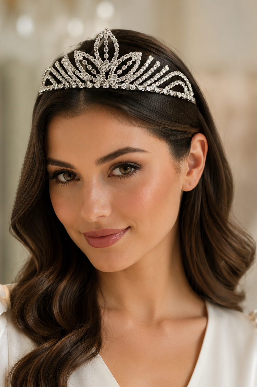 Silver Tiara Crowns Crystal Headband Princess Rhinestone Crown with Combs Bride Headbands Bridal Wedding Prom Birthday Party Hair Accessorie