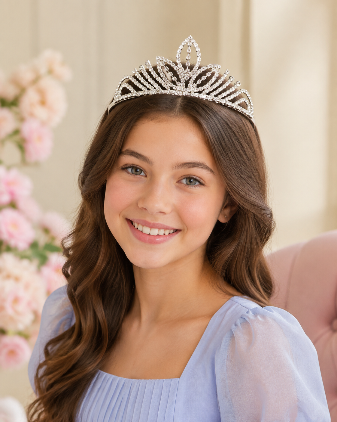 Silver Tiara Crowns Crystal Headband Princess Rhinestone Crown with Combs Bride Headbands Bridal Wedding Prom Birthday Party Hair Accessorie