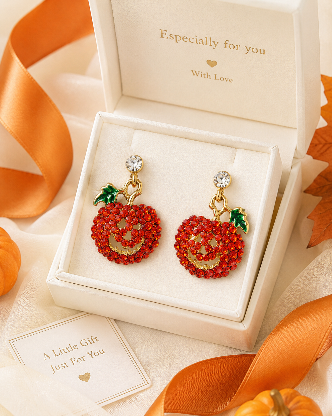 Crystal Ear stud for Girls Fashion Dangle Rhinestone Pumpkin Charms Earrings For Halloween Gifts