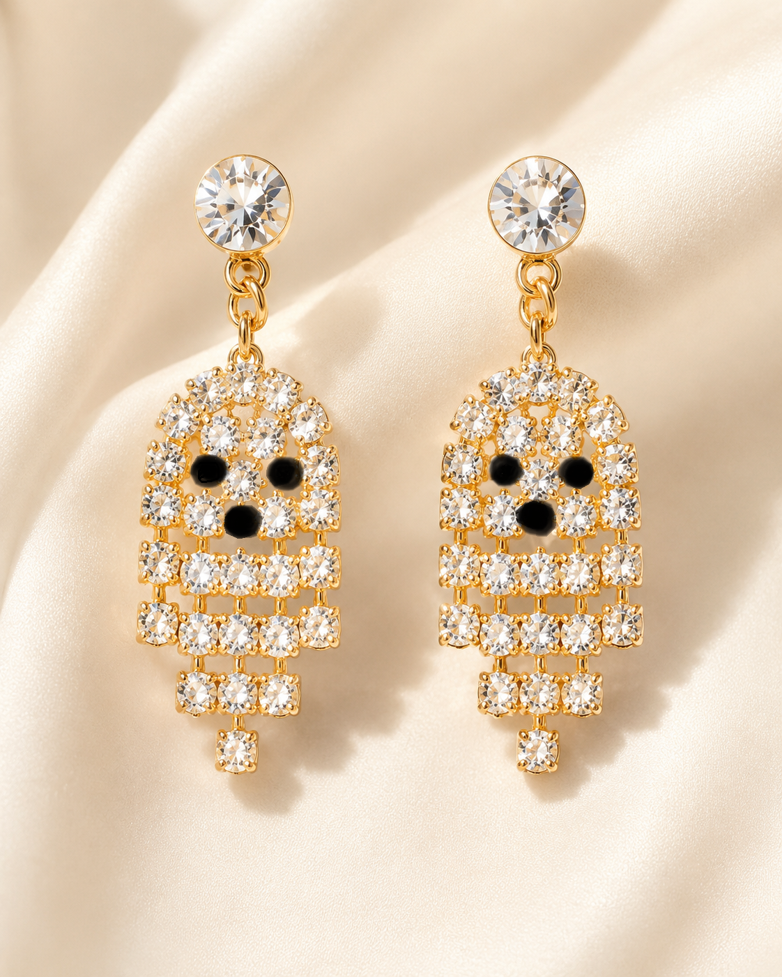 Halloween Earrings Halloween Jewelry Gifts Rhinestone Ghost Dangle Earrings for Party Jewelry Accessories