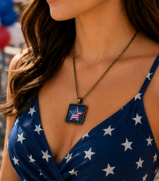 American Flag Star Necklace, USA National flag Pendant Necklaces Independence Day souvenir jewelry, Taxes  Star Pendant Jewelry