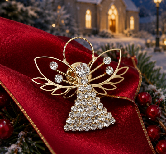 Angel Brooch Rhinestone Angel Pin Angel Jewelry, Rose Gold Plated Angel Pin, Tac Angel Pin