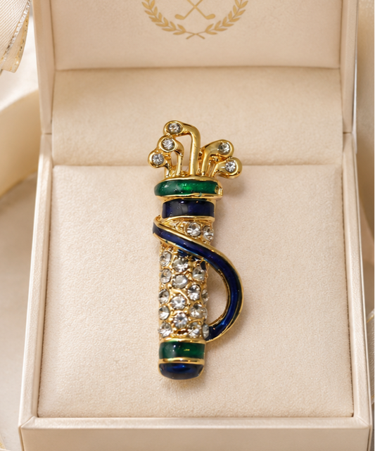 Elegant Golf Bag Brooch Pin for Women and Men, Crystal Golf Club Bag Lapel Pin, Sports Lover Gift, Golf Tournament Accessory