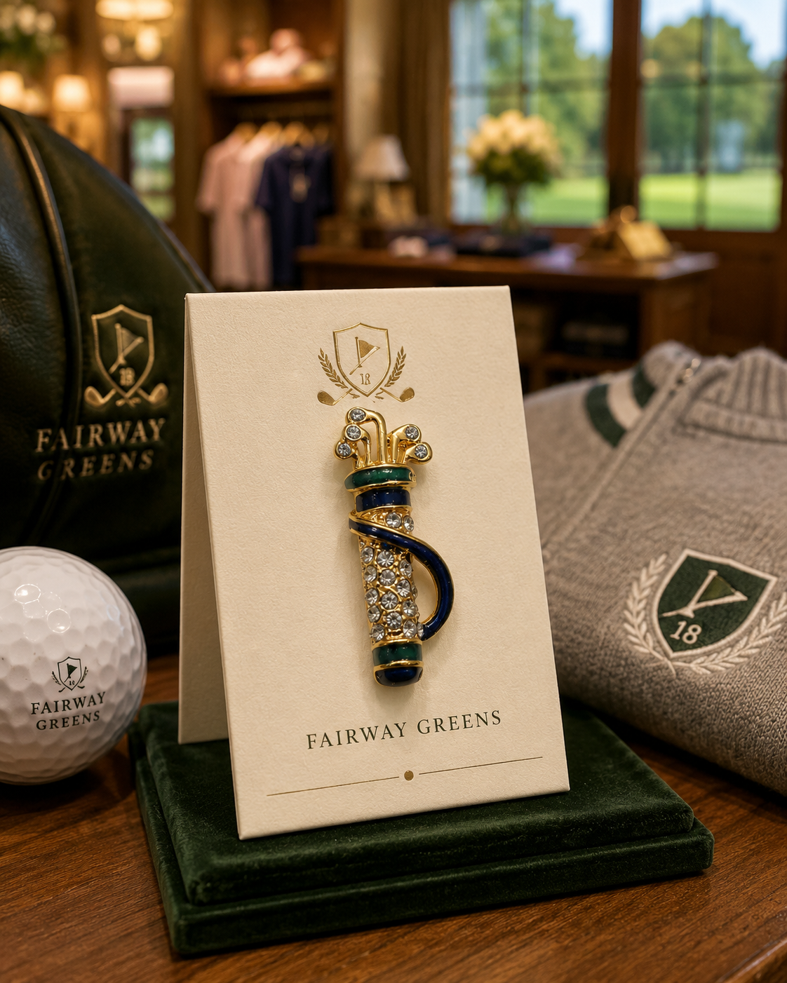Elegant Golf Bag Brooch Pin for Women and Men, Crystal Golf Club Bag Lapel Pin, Sports Lover Gift, Golf Tournament Accessory
