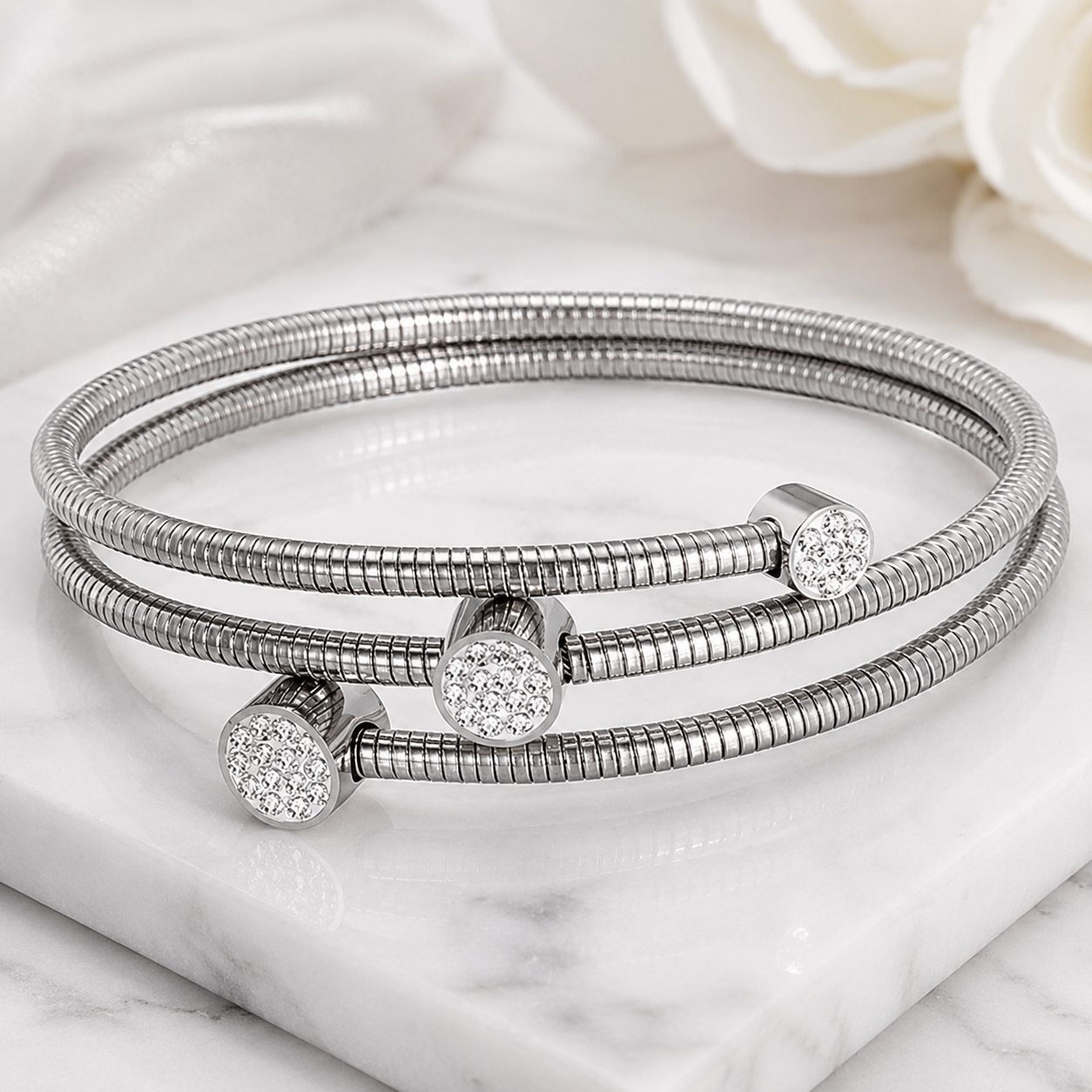 Just Love Jewels Stainless Steel Cable Wire Wrap Style Stacking Bangle Bracelet