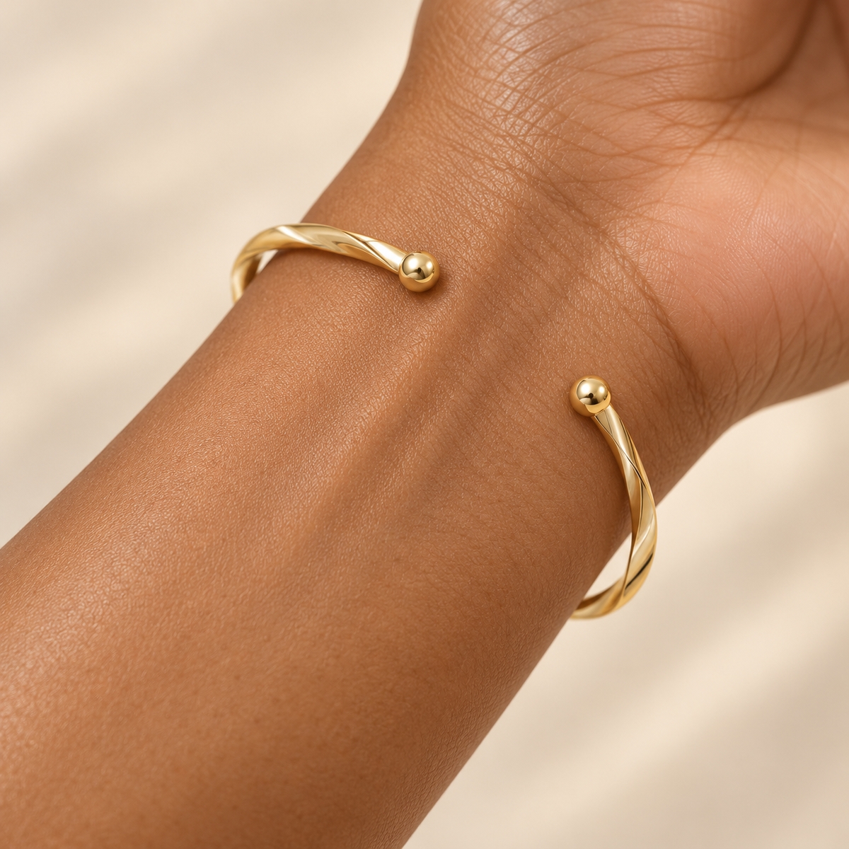 Gold-Tone & Silver-Tone Twisted Open Cuff Bracelet for Women – Minimalist Bangle