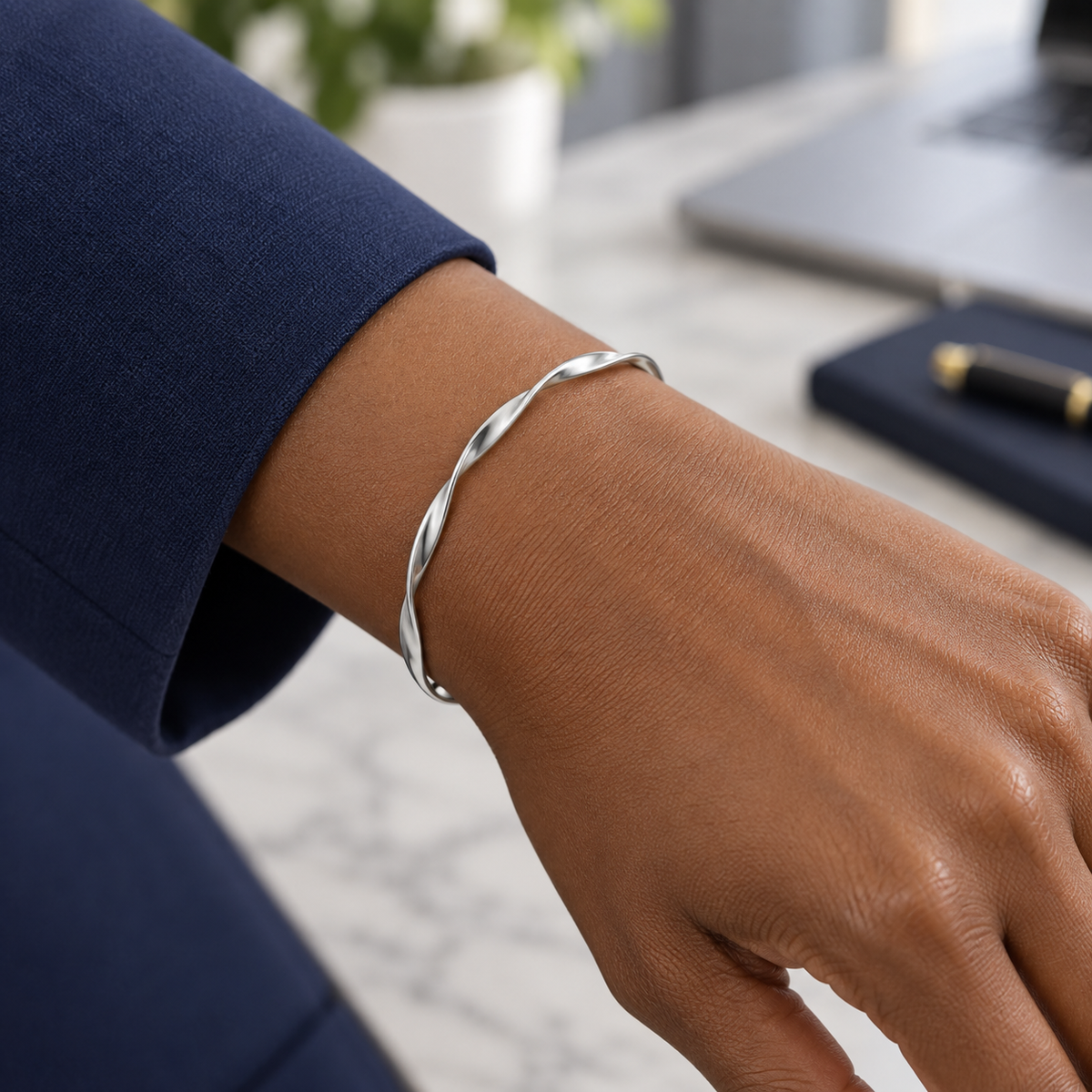 Gold-Tone & Silver-Tone Twisted Open Cuff Bracelet for Women – Minimalist Bangle