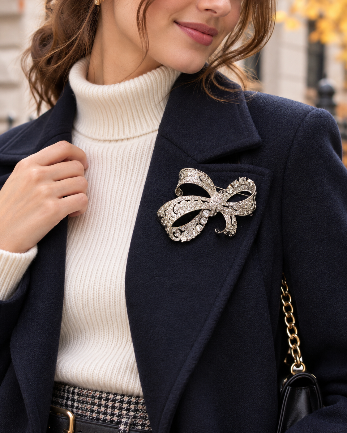 Rhinestone Fashion Ribbon Bowknot Bow Tie Flower Brooch Retro Diamond Exquisite Brooch For Wedding Bridal Invitation Decoration