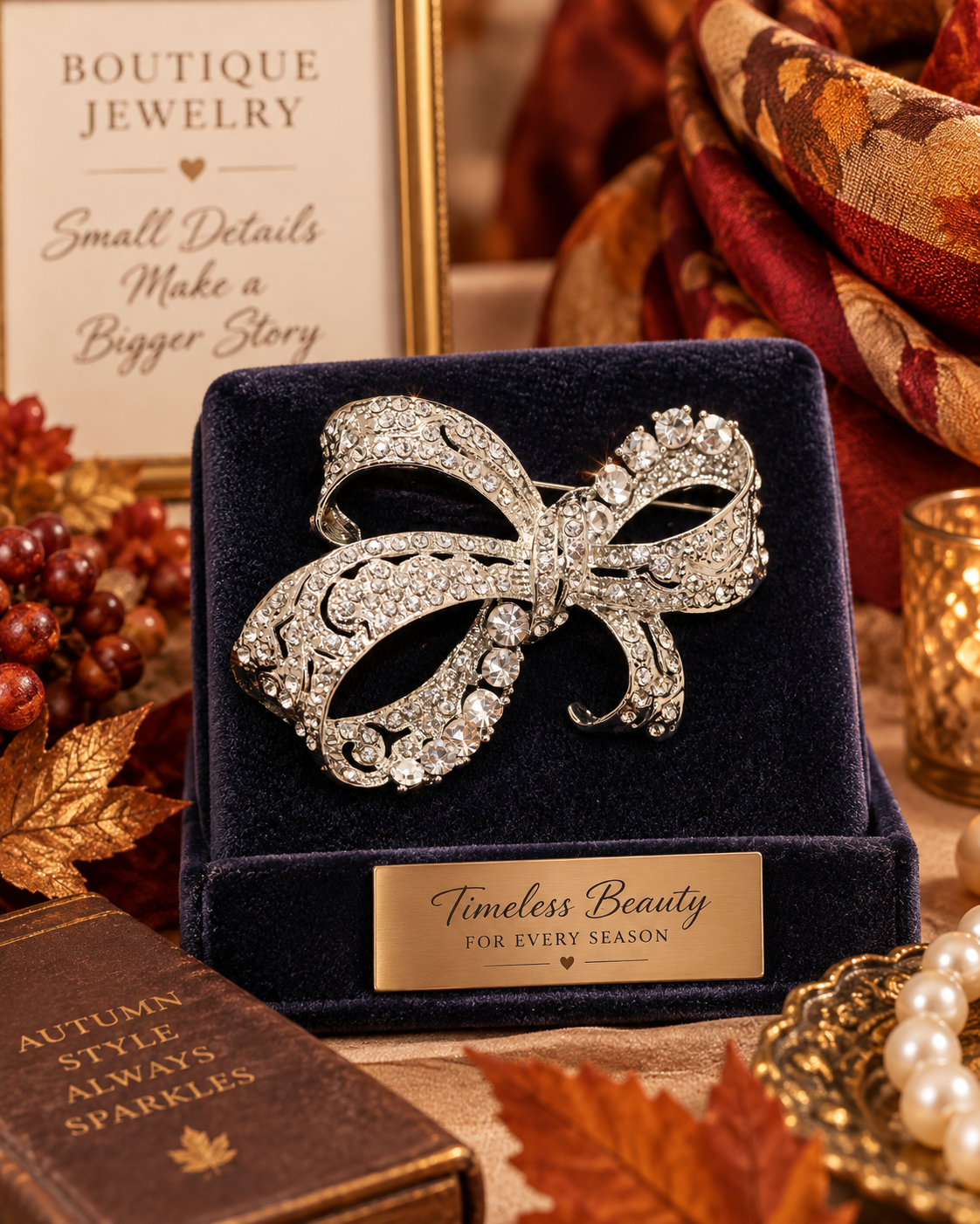 Rhinestone Fashion Ribbon Bowknot Bow Tie Flower Brooch Retro Diamond Exquisite Brooch For Wedding Bridal Invitation Decoration