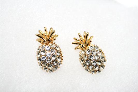 Pineapple Earrings CZ Crystal Chaton Stud Earring