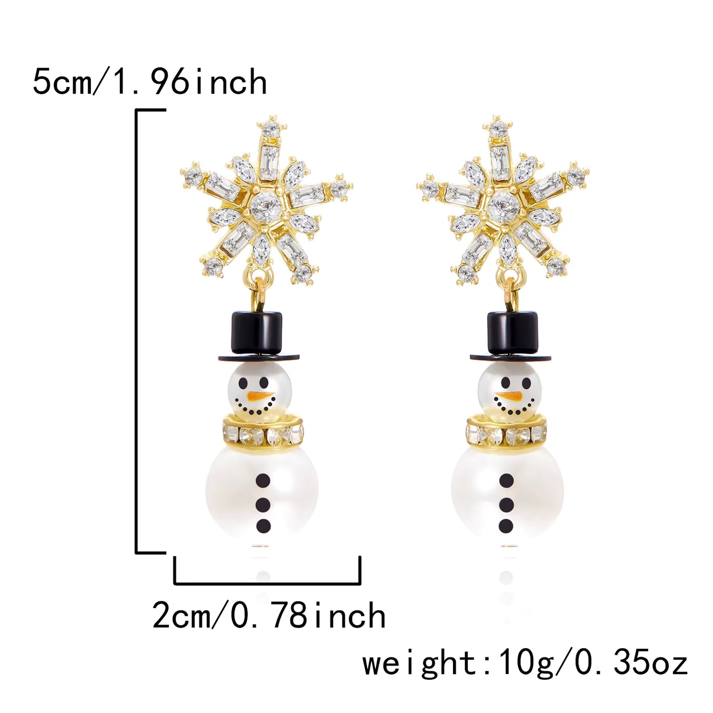 Snowflake Snowman Drop Earrings – Sparkling Winter Christmas & Holiday Gift