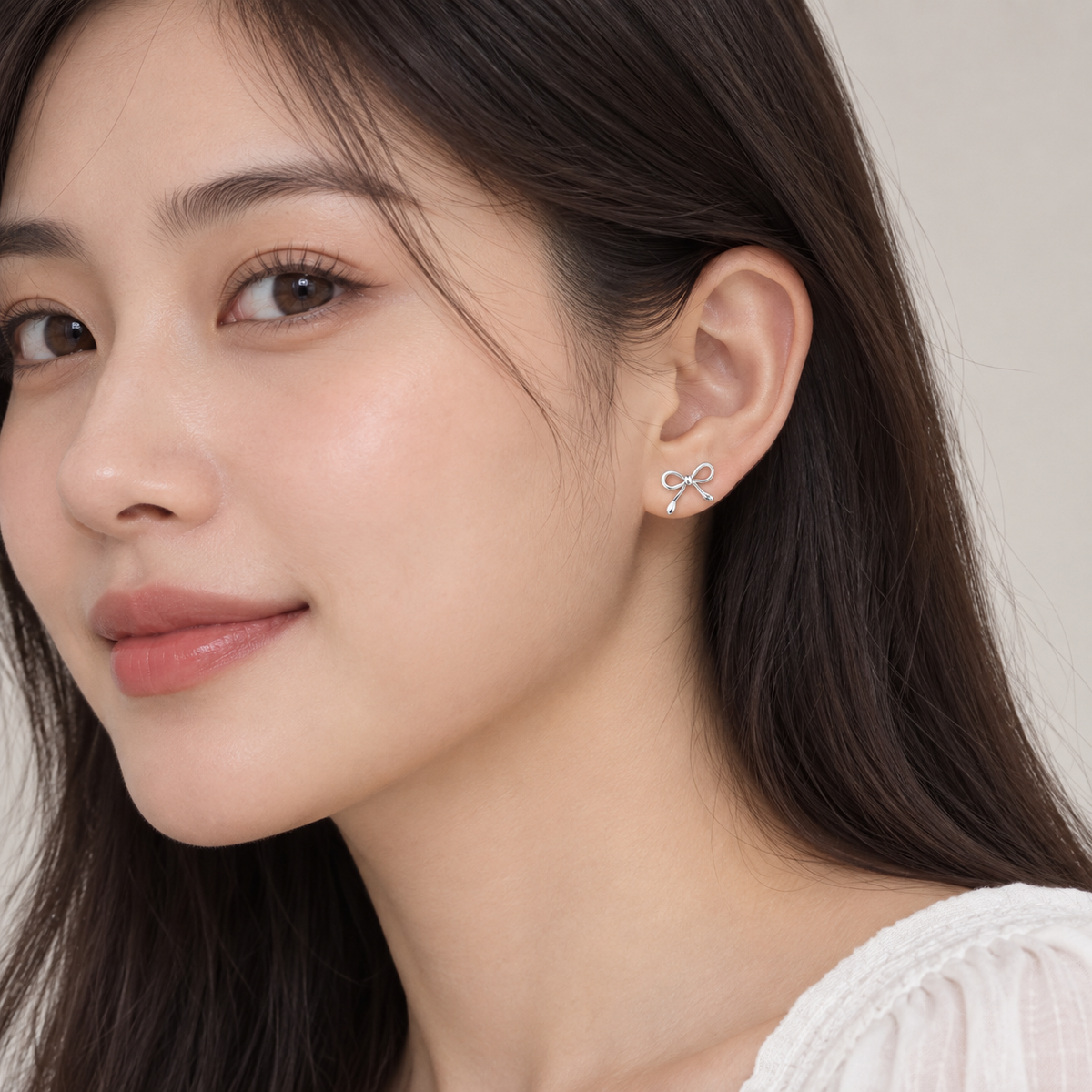 Dainty Silver plated Bow Stud Earrings – Minimalist Ribbon Knot Earrings for Women