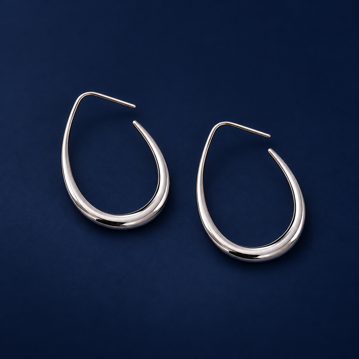 Silver-Tone Teardrop Hoop Earrings for Women – Minimalist Open Wire Jewelry