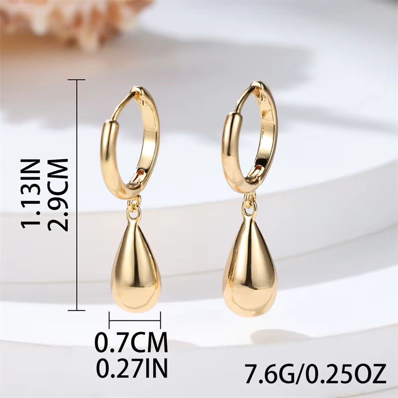 Gold-Tone Teardrop Dangle Huggie Hoop Earrings for Women