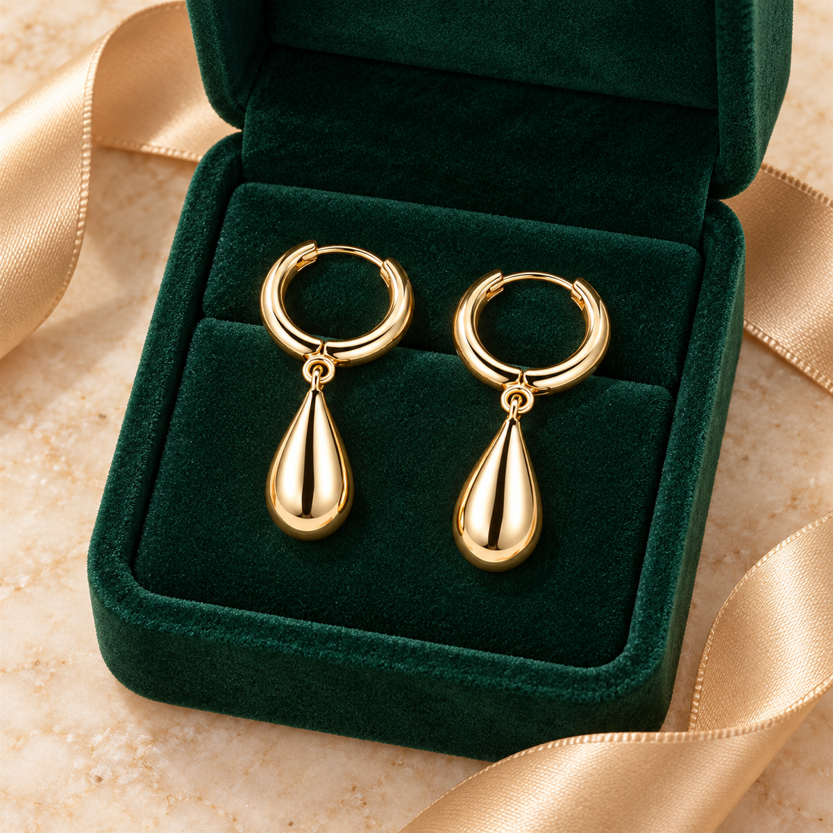 Gold-Tone Teardrop Dangle Huggie Hoop Earrings for Women